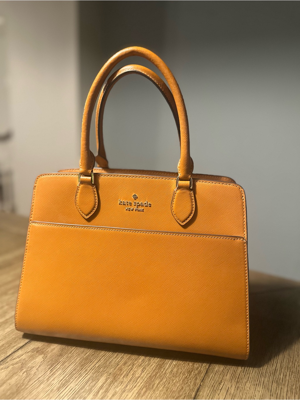 Kate Spade Orange (Camel Brown) Saffiano Leather Satchel